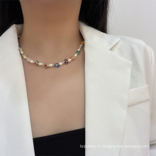 Shangjie OEM Joyas Bohemia Nouveau collier vintage en verre coloré